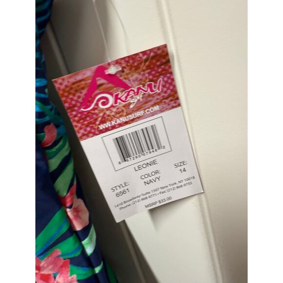 NWT Kanu Surf Girls' Daisy Beach Sport 1-Piece Swimsuit, Leonie Floral Navy, 14 - Picture 6 of 7